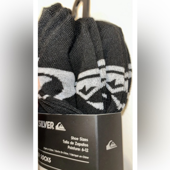 Quicksilver Quarter Socks 5 Pair Men's 6-12 Black Gray w Large Toe Logo Surf NEW - Picture 7 of 11